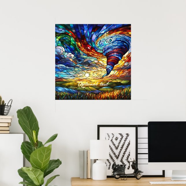 Colourful Tornado Stained Glass Art Poster (Home Office)