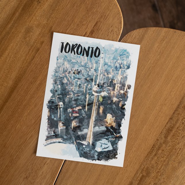 Colourful Toronto Canada City Silhouette Postcard (toronto ontario watercolor postcard)
