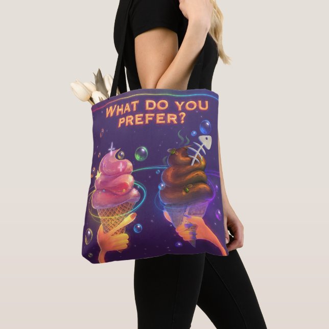 Colourful tote with motivational ice cream  (Close Up)