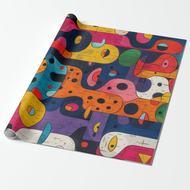 Colourful Totems  Wrapping Paper (Unrolled)