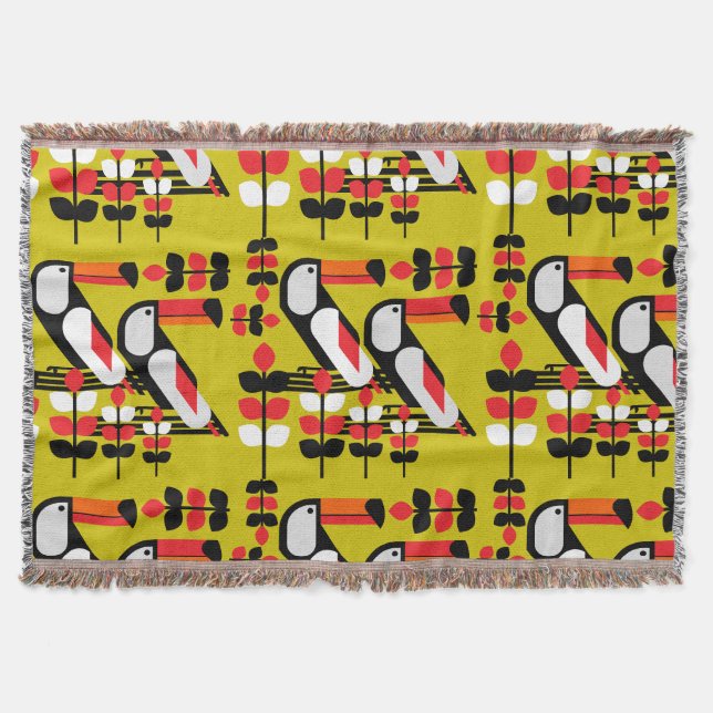 Colourful Toucan Artwork Throw Blanket (Front)