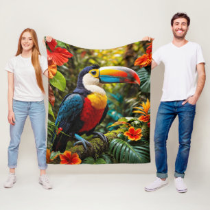 Colourful Toucan Bird Fleece Blanket
