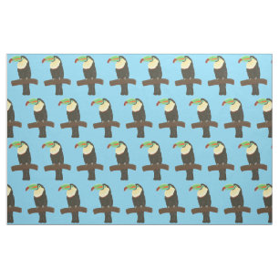 Colourful Toucan Bird on Branch Fabric
