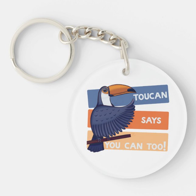 Colourful Toucan Bird with Positive Message Key Ring (Front)
