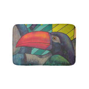 Colourful Toucan Graffiti Bath Mat