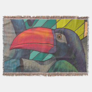 Colourful Toucan Graffiti Throw Blanket