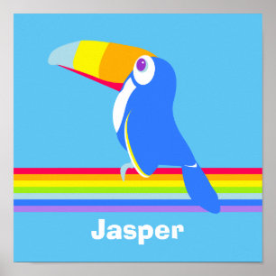 Colourful toucan graphic kids nursery art poster