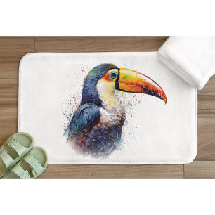 Colourful Toucan in Pointillism Style Bath Mat