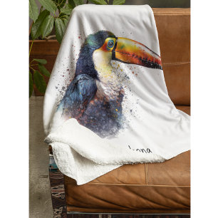 Colourful Toucan in Pointillism Style Fleece Blanket
