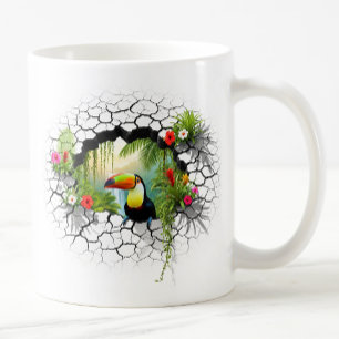 Colourful Toucan Looking Through Wall Portal Coffee Mug