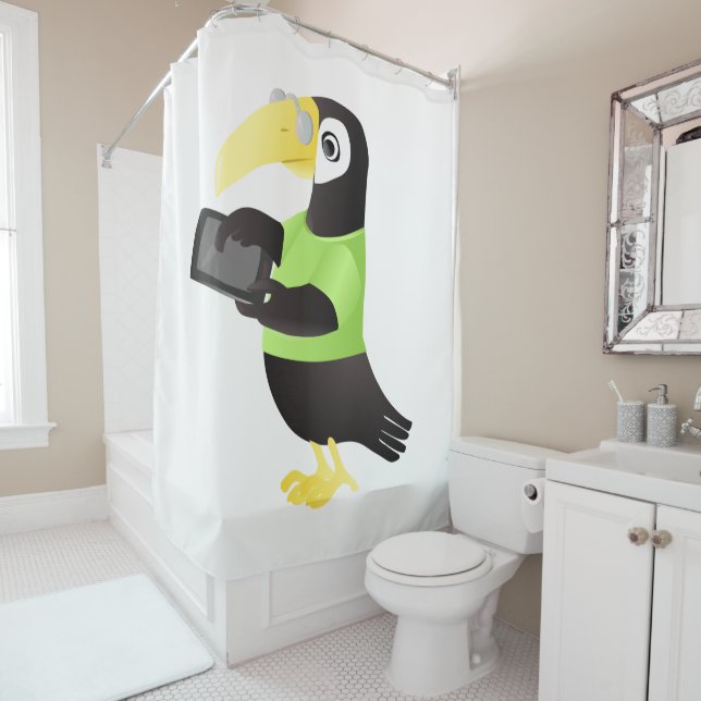 Colourful Toucan Parrots in green red yellow Shower Curtain (In Situ)