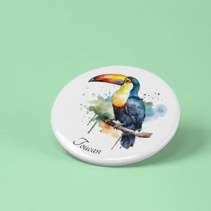 colourful toucan sitting on a branch bottle opener