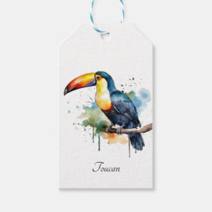 colourful toucan sitting on a branch gift tags
