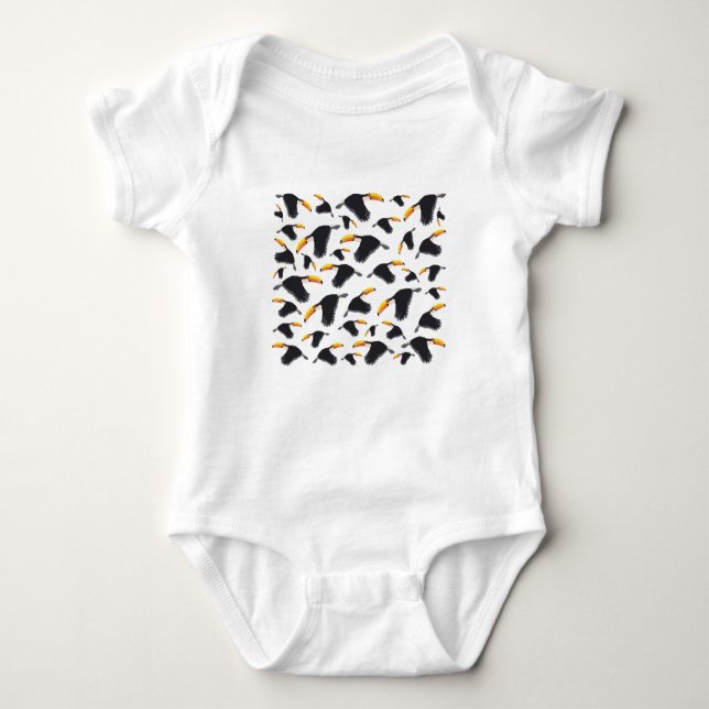 Colourful Toucan Tropical Bird Pattern Baby Bodysuit (Front)