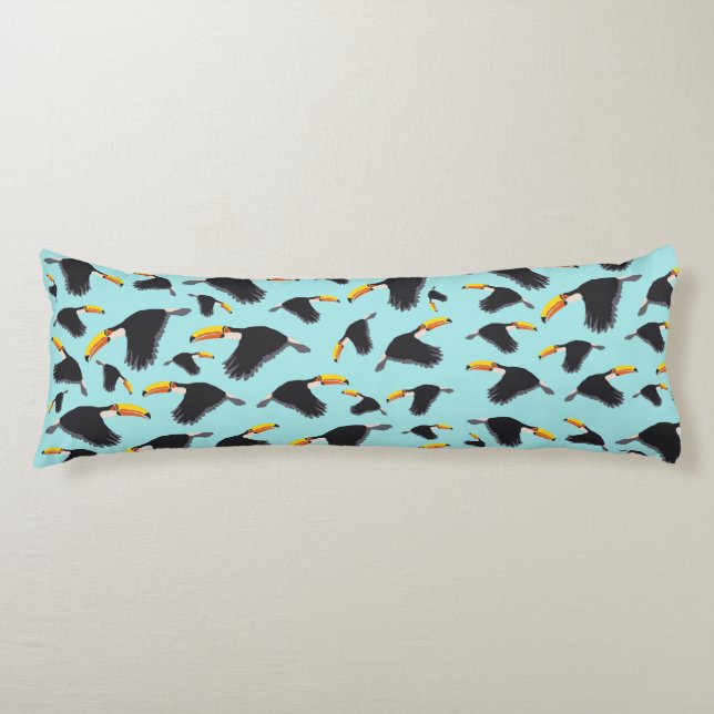 Colourful Toucan Tropical Bird Pattern Body Cushion (Front)