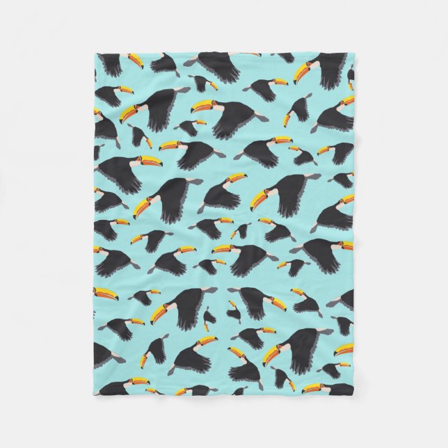 Colourful Toucan Tropical Bird Pattern Fleece Blanket (Front)