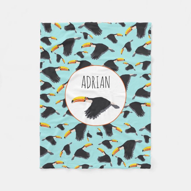 Colourful Toucan Tropical Bird Pattern Fleece Blanket (Front)