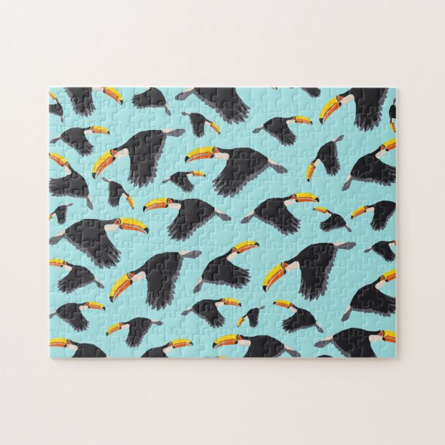 Colourful Toucan Tropical Bird Pattern Jigsaw Puzzle (Horizontal)