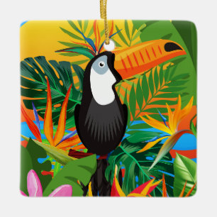 Colourful Toucan Tropical Jungle Ceramic Ornament