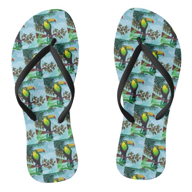 Colourful Toucan Tropical Rainforest Flip Flops (Footbed)