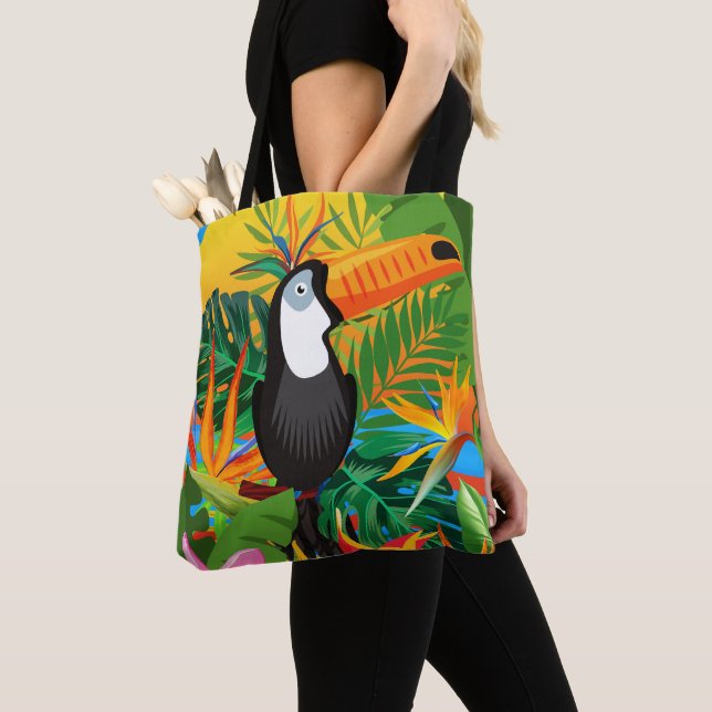 Colourful Toucan Tropical Rainforest Tote Bag (Close Up)