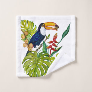 Colourful Toucan Watercolor Tropical Bird Wash Cloth