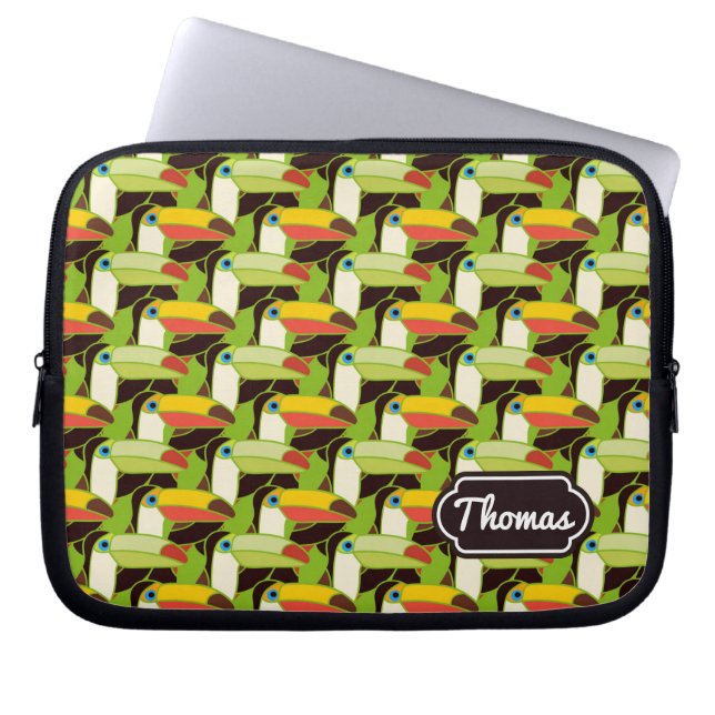 Colourful Toucans | Add Your Name Laptop Sleeve (Front)