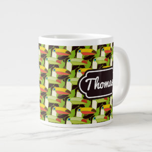 Colourful Toucans   Add Your Name Large Coffee Mug