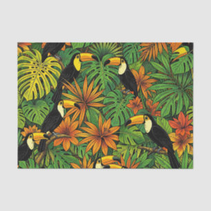 Colourful Toucans Tropical Jungle Leaves Hibiscus Tissue Paper