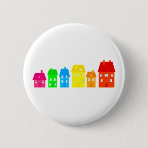 Colourful Town 6 Cm Round Badge