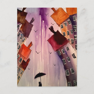 Colourful town art # 3 postcard