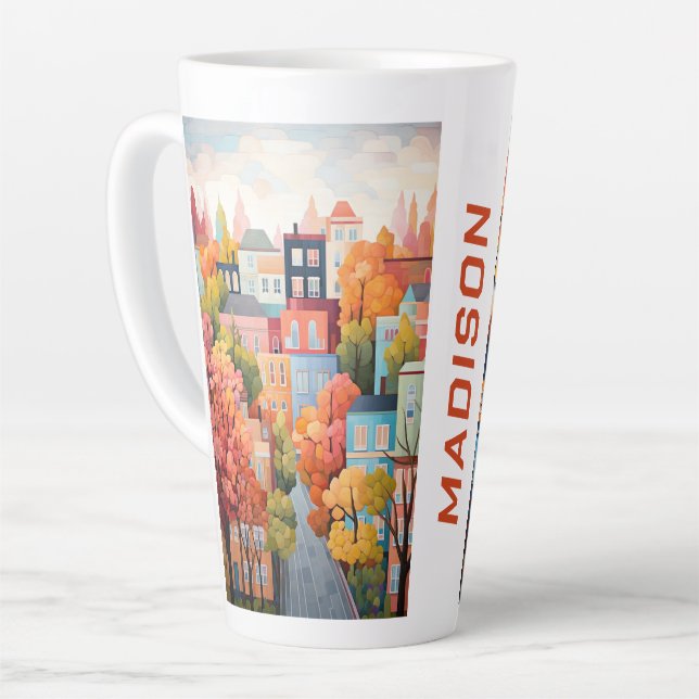 Colourful Town Latte Mug (Left Angle)