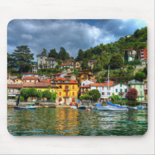 Colourful town off Lake Como Mouse Mat