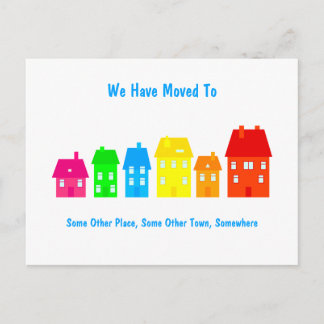 Colourful Town, We Have Moved To, Announcement Postcard