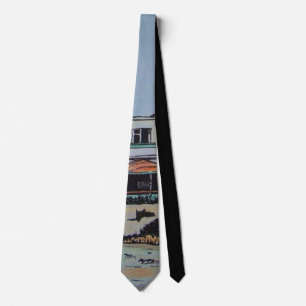 colourful townscape sketchy watercolor art design tie