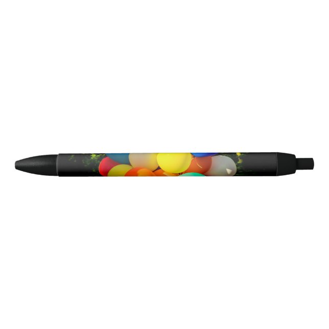 Colourful Toy Balloons Black Ink Pen (Front)