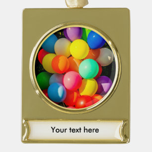 Colourful Toy Balloons Gold Plated Banner Ornament