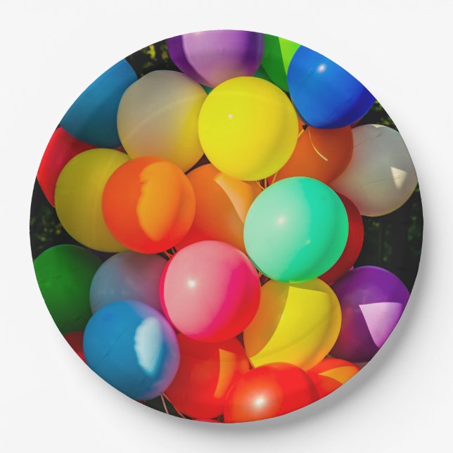 Colourful Toy Balloons Paper Plate (Front)