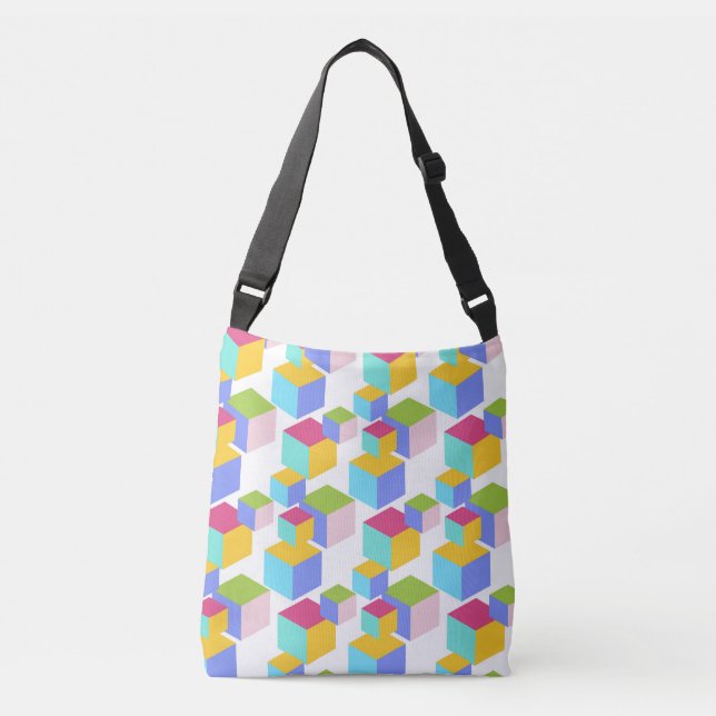 Colourful Toy Blocks Art Pattern Crossbody Bag (Front)