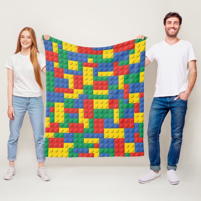 Colourful Toy Building Blocks Background Blanket (In Situ)