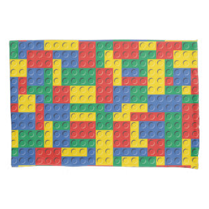 Colourful Toy Building Blocks Background Pattern Pillowcase