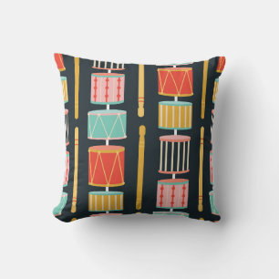 Colourful Toy Drums Seamless Pattern Cushion