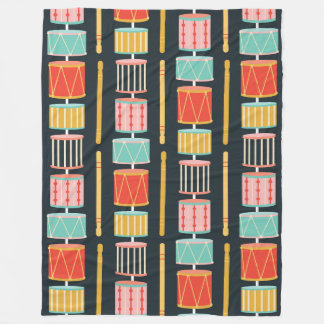 Colourful Toy Drums Seamless Pattern Fleece Blanket
