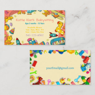 Colourful toys Babysitting Business Cards