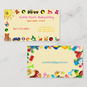 Colourful toys Babysitting Business Cards