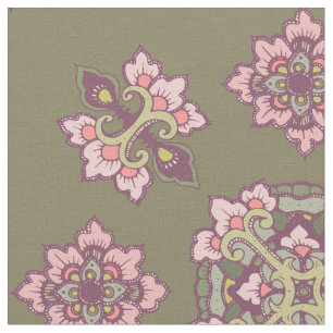 Colourful Tracery Ornament Pattern Fabric