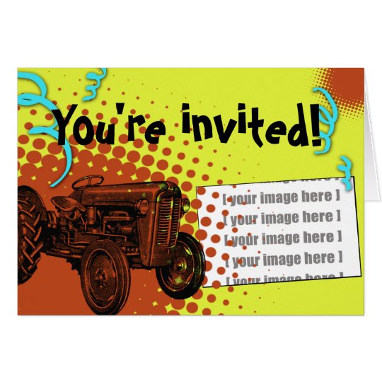 Colourful Tractor Party Invitation: Add your photo Card