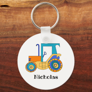 Colourful Tractor Personalised Key Ring