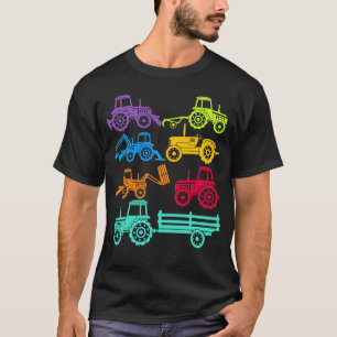 Colourful Tractors Boys Agricultural Machinery T-Shirt