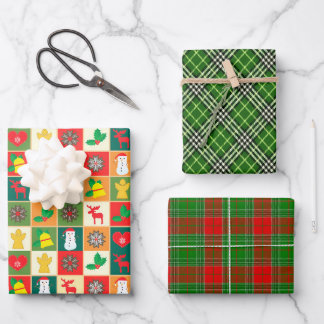 Colourful Traditional Christmas Wrapping Paper Sheet
